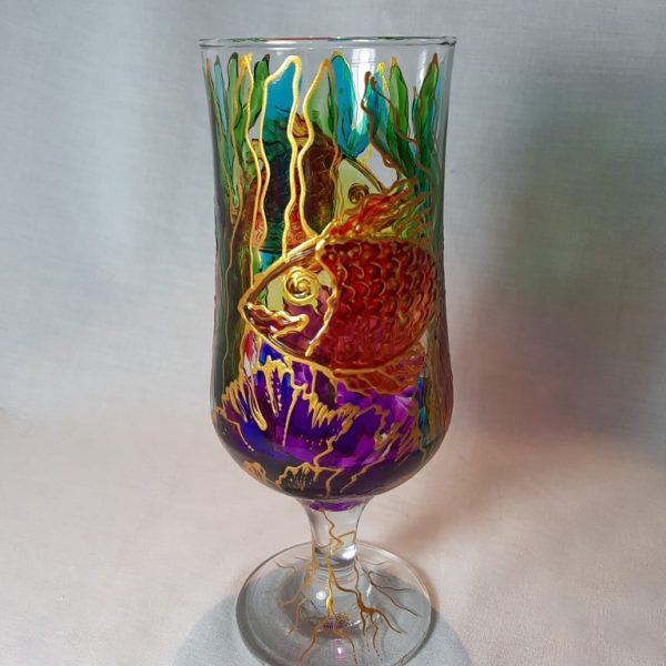 Painted glass for a tea light - G10