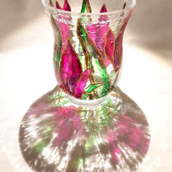 Painted glass for a tea light - G11