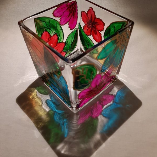 Painted glass for a tea light - G15